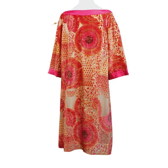 Casual Living, Dress, X, Sheer Burnt Velvet layered over Nude Lining, Pink Trim - Picture 4 of 15